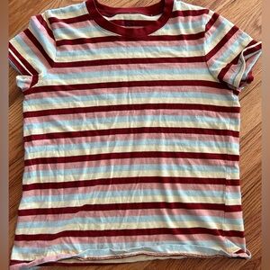 Madewell Kids Short Sleeve Striped Tee in Red, Light Blue & Cream
